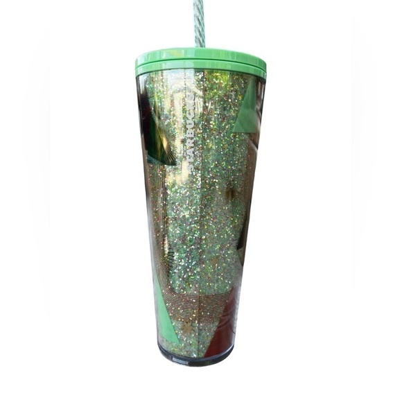 Starbucks 2020 Christmas Glitter Green Cold Cup Tumbler 24 oz - Picture 3 of 8